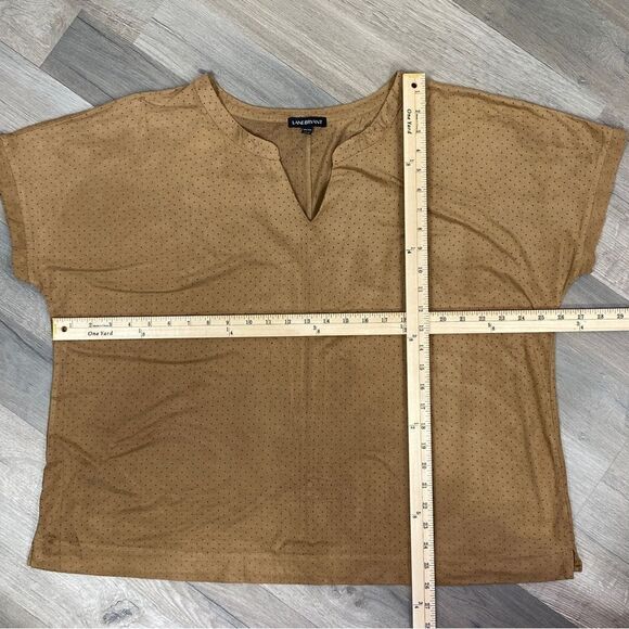 Lane‎ Bryant Perforated Microfiber V Neck Short Sleeve Shirt Tan 18 20 - Picture 10 of 10